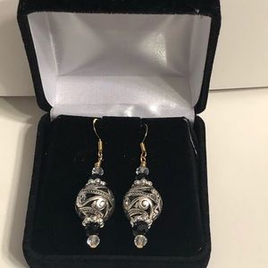 Silver and crystal earrings